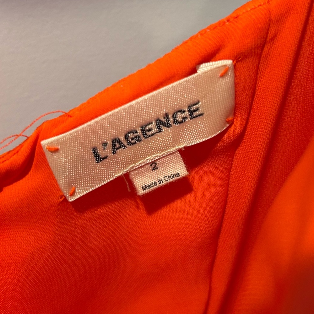 L'agence Silk Orange Ruffle Maxi Dress Size 2 - Picture 4 of 14